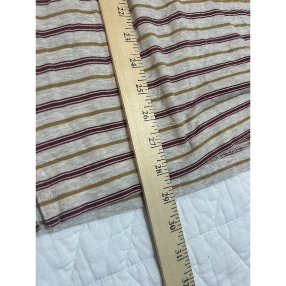 Patagonia Polo Shirt Mens Large Short Sleeve Striped Organic Cotton Pocket tan - Picture 3 of 7